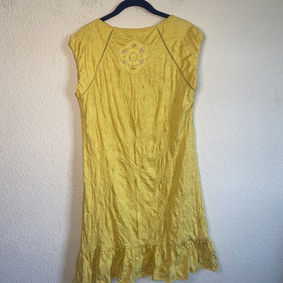 Zara Trafaluc dress yellow floral crochet lagen cottage M coquette boho - Picture 8 of 11